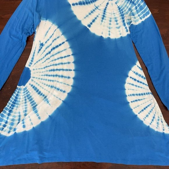 Soft Surroundings Size S Blue Tie Dye Tunic Top Jersey Knit Boho Hippie Stretch‎ - Picture 3 of 13